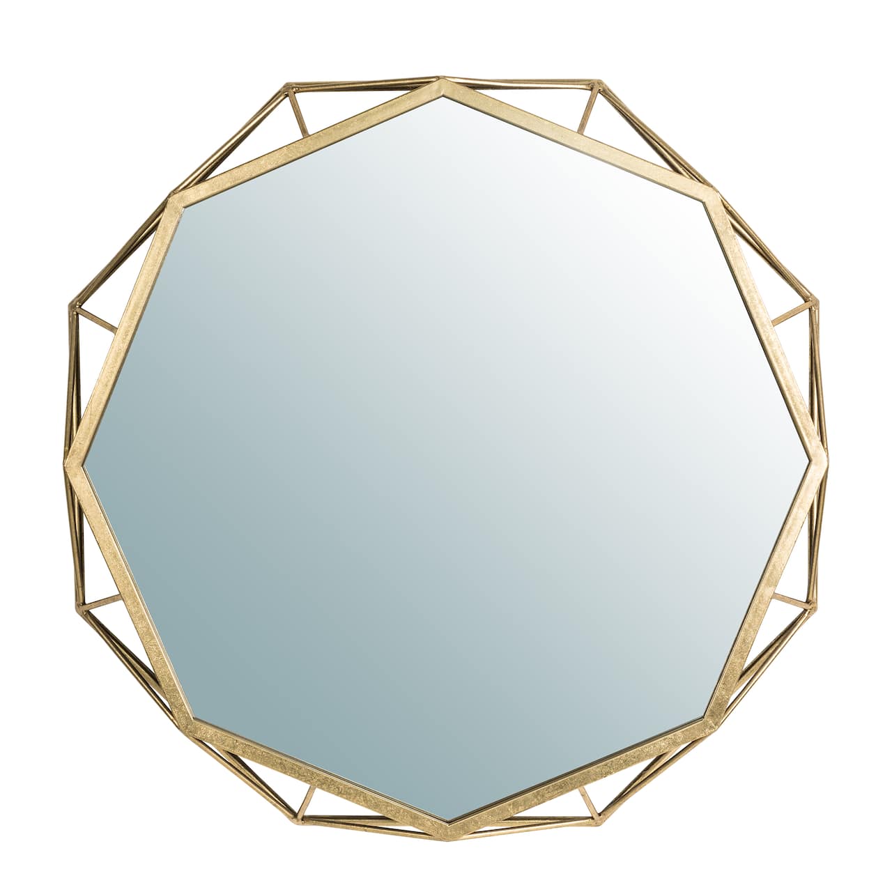 Glitzhome&#xAE; 28&#x22; Octagon Golden Metal Wall Mirror